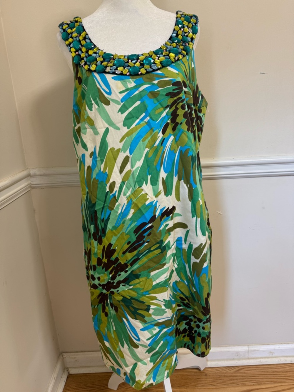 Rabbit Rabbit Rabbit Beaded Scoop-Neck Floral Coverup in Green Multi - Picture 2 of 7